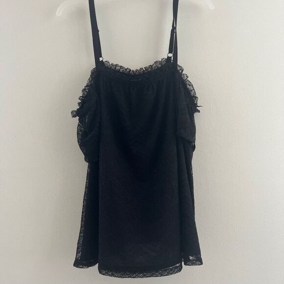 New Torrid Woman Top Off-shoulder sleeves lace Size 2 Black polyester plus - Picture 5 of 12